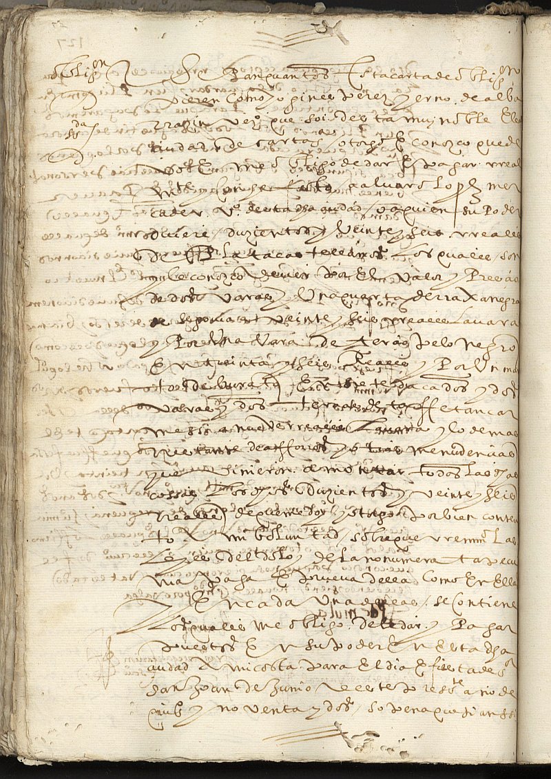 Obligación de Ginés Pérez, yerno de Albarracín, vecinos de Cartagena, a favor de Alvaro López, mercader y vecino de Cartagena.